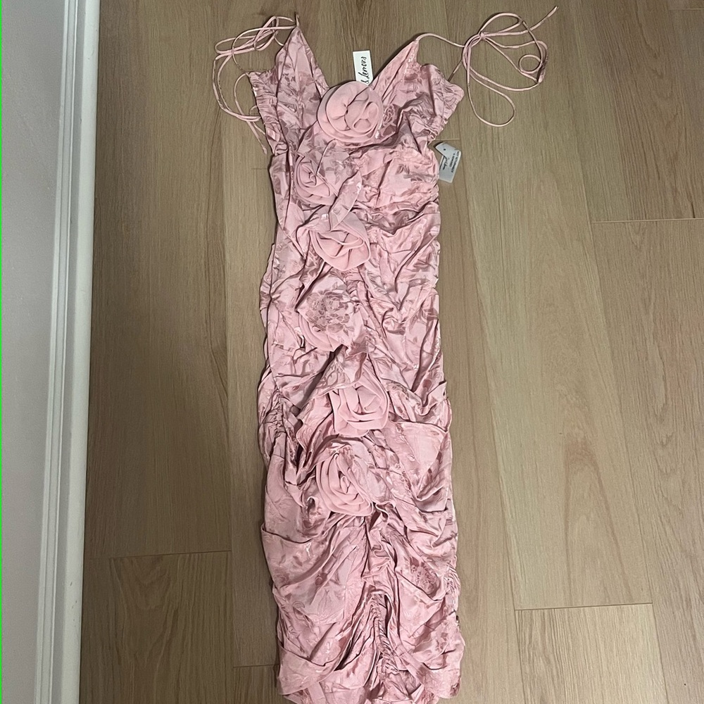 For Love And Lemons Pink Ruched Dress